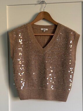 Madewell sequin knit vest Tan size XS great condition